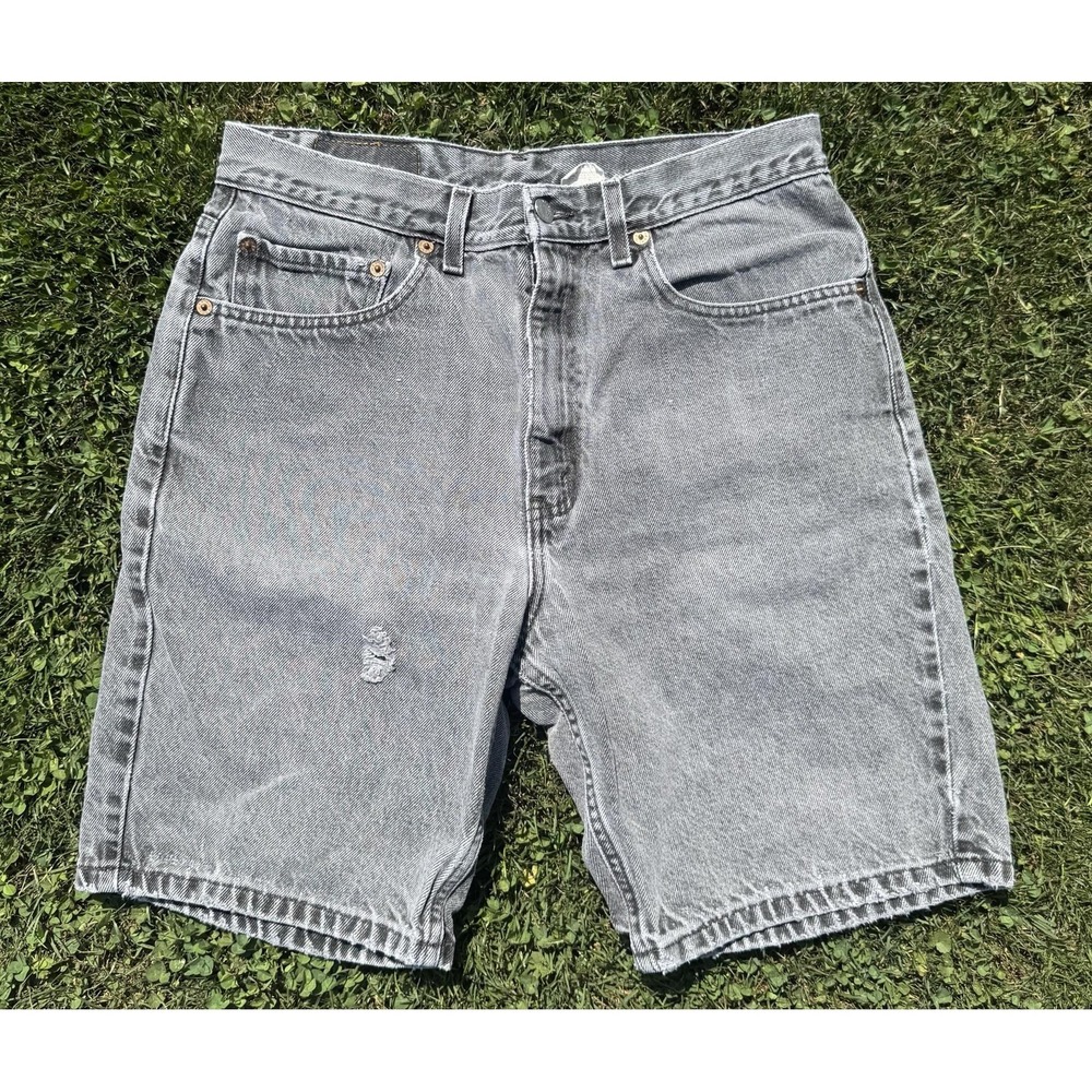 Vintage 2001 Levi's 505 Gray Denim Shorts Mens 33 Made in Mexico Y2K Distressed